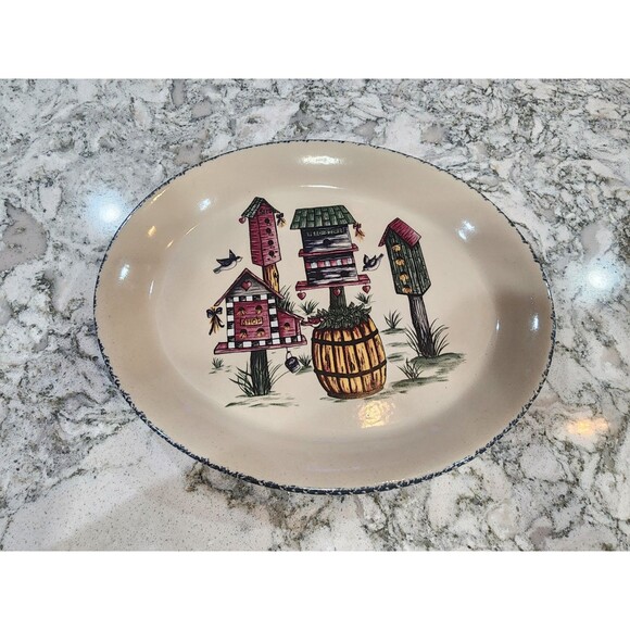Better Homes And Gardens Other - HOME & GARDEN PARTY 1999 BIRDHOUSE 13" by 11" OVAL SERVING PLATTER
